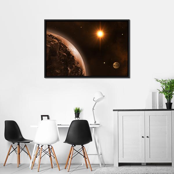 Sun Moon & Earth Canvas Wall Art-3 Horizontal-Gallery Wrap-25" x 16"-Tiaracle