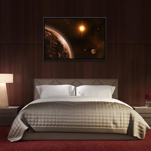 Sun Moon & Earth Canvas Wall Art-3 Horizontal-Gallery Wrap-25" x 16"-Tiaracle