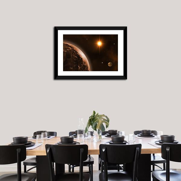 Sun Moon &amp; Earth Canvas Wall Art-1 Piece-Framed Print-20" x 16"-Tiaracle