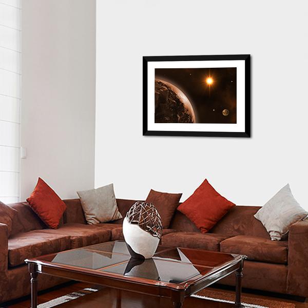 Sun Moon & Earth Canvas Wall Art-3 Horizontal-Gallery Wrap-25" x 16"-Tiaracle