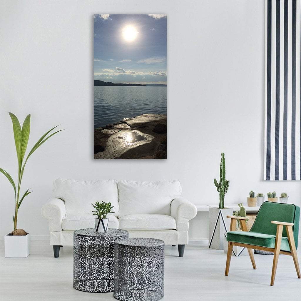 Sun Over Beach In Croatia Vertical Canvas Wall Art-1 Vertical-Gallery Wrap-12" x 24"-Tiaracle