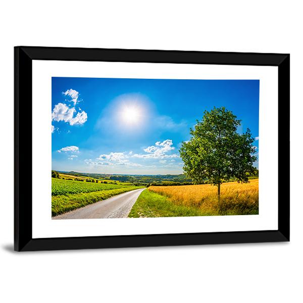 Sun Over Corn Field Canvas Wall Art-3 Horizontal-Gallery Wrap-25" x 16"-Tiaracle