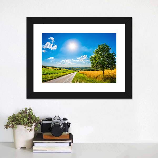 Sun Over Corn Field Canvas Wall Art-1 Piece-Framed Print-20" x 16"-Tiaracle