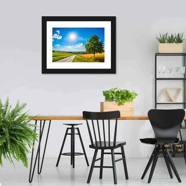 Sun Over Corn Field Canvas Wall Art-3 Horizontal-Gallery Wrap-25" x 16"-Tiaracle
