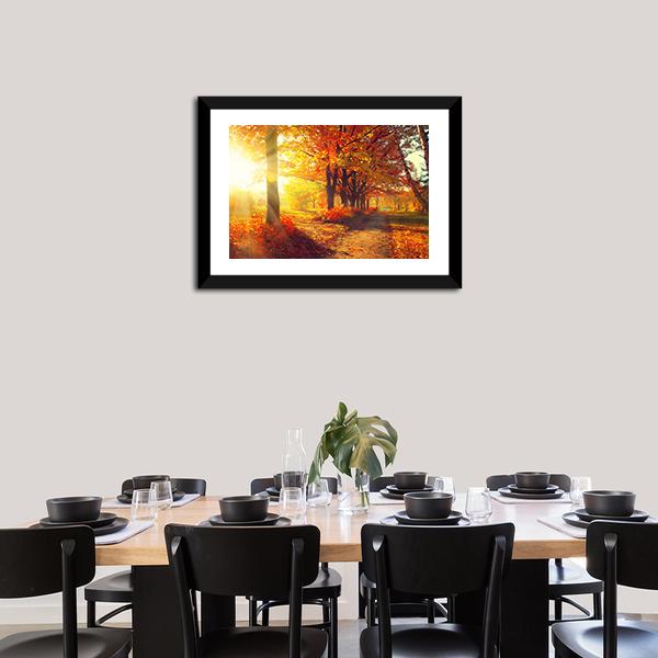 Sun Rays In Autumn Park Canvas Wall Art-5 Horizontal-Gallery Wrap-22" x 12"-Tiaracle