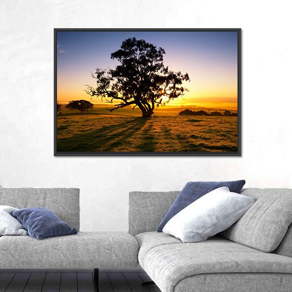 Sun Rises Over The Clare Valley In South Australia Canvas Wall Art-3 Horizontal-Gallery Wrap-25" x 16"-Tiaracle