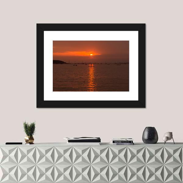 Sun Sets Over Poole Harbour Canvas Wall Art-1 Piece-Framed Print-20" x 16"-Tiaracle