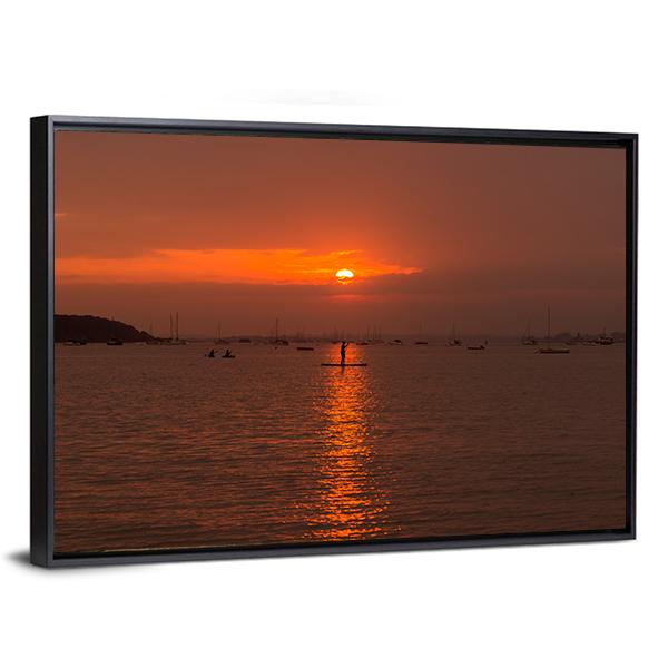 Sun Sets Over Poole Harbour Canvas Wall Art-3 Horizontal-Gallery Wrap-25" x 16"-Tiaracle