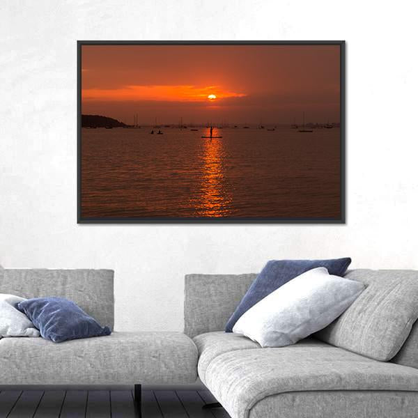 Sun Sets Over Poole Harbour Canvas Wall Art-3 Horizontal-Gallery Wrap-25" x 16"-Tiaracle