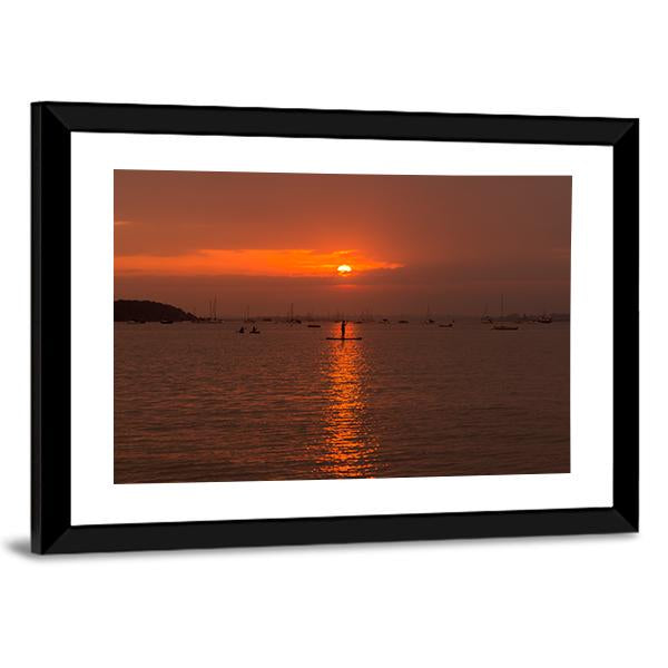 Sun Sets Over Poole Harbour Canvas Wall Art-3 Horizontal-Gallery Wrap-25" x 16"-Tiaracle