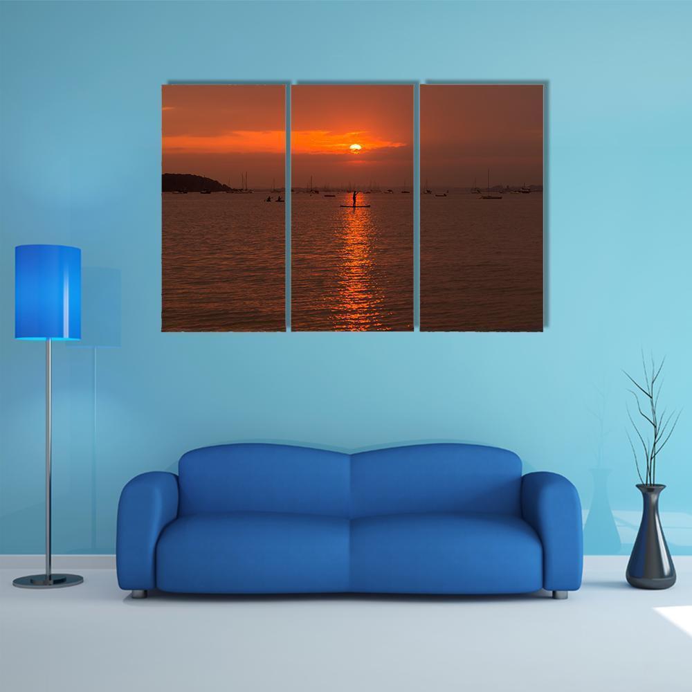 Sun Sets Over Poole Harbour Canvas Wall Art-3 Horizontal-Gallery Wrap-37" x 24"-Tiaracle