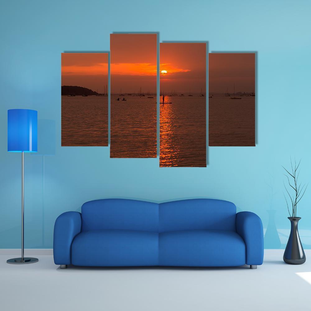Sun Sets Over Poole Harbour Canvas Wall Art-4 Pop-Gallery Wrap-50" x 32"-Tiaracle
