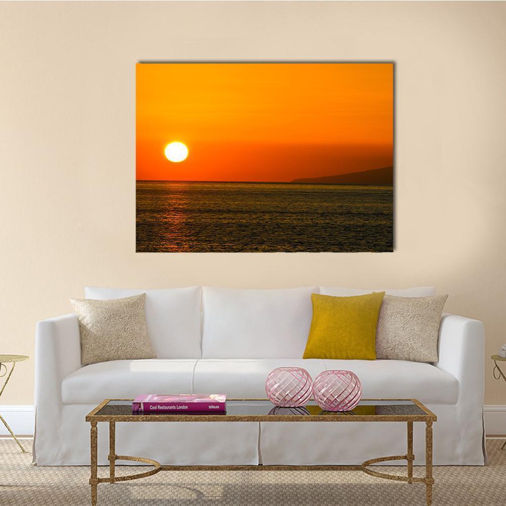 Sun Setting On Atlantic Ocean Canvas Wall Art-1 Piece-Gallery Wrap-48" x 32"-Tiaracle