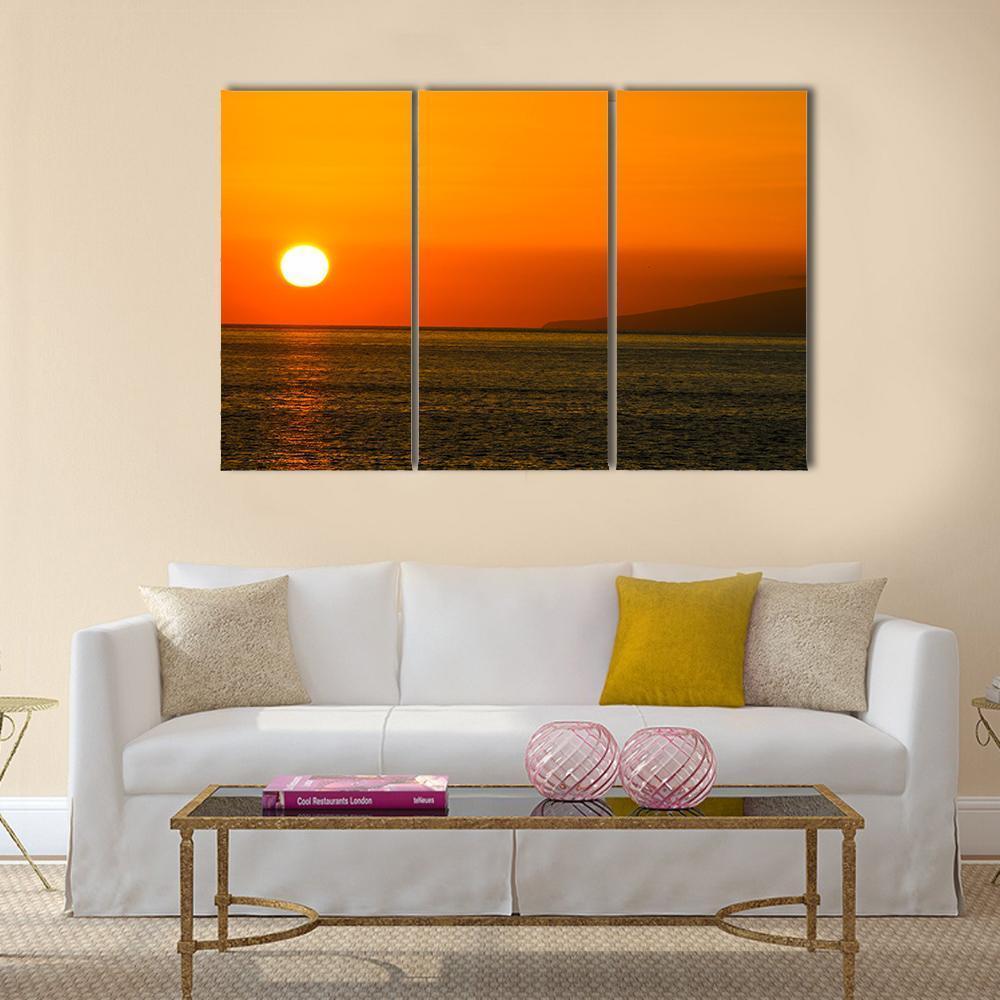 Sun Setting On Atlantic Ocean Canvas Wall Art-3 Horizontal-Gallery Wrap-37" x 24"-Tiaracle
