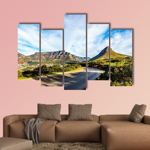 Sun Setting Over Cape Town Canvas Wall Art-5 Pop-Gallery Wrap-47" x 32"-Tiaracle