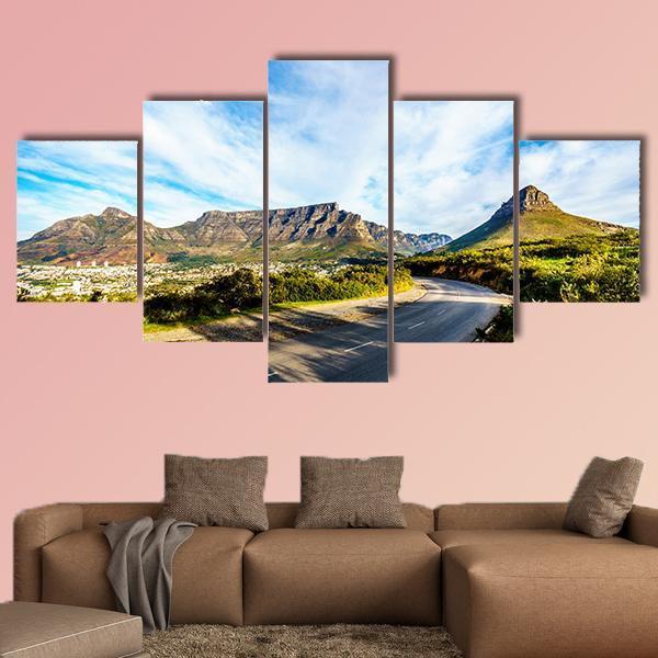 Sun Setting Over Cape Town Canvas Wall Art-5 Star-Gallery Wrap-62" x 32"-Tiaracle