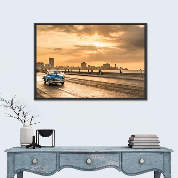 Sun Setting Over Havana Canvas Wall Art-3 Horizontal-Gallery Wrap-25&quot; x 16&quot;-Tiaracle