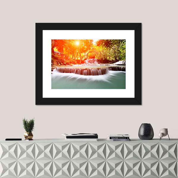 Sun Shines At Tadklangsi Waterfall Canvas Wall Art-1 Piece-Framed Print-20" x 16"-Tiaracle