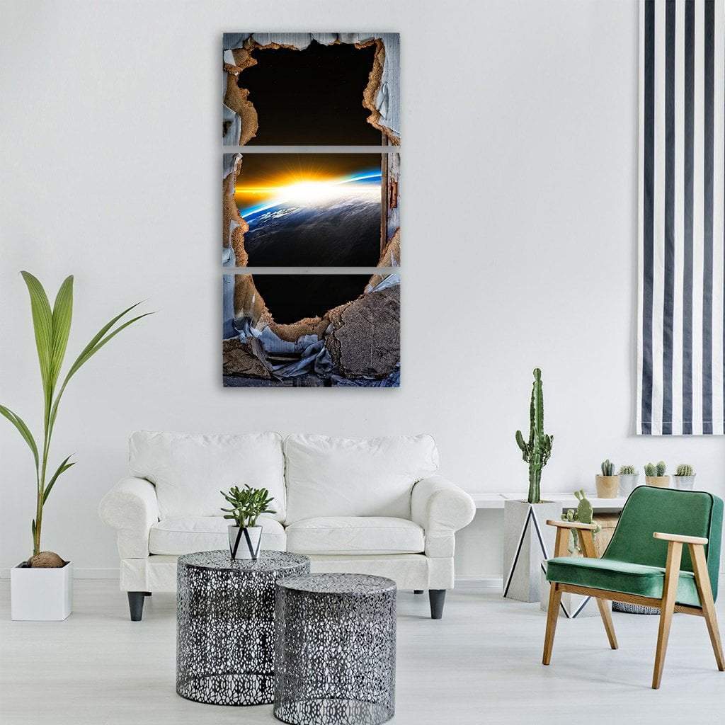 Sun Surreal Through Door Vertical Canvas Wall Art-3 Vertical-Gallery Wrap-12" x 25"-Tiaracle