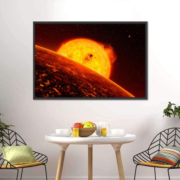 Sun View From Mercury Canvas Wall Art-1 Piece-Floating Frame-24" x 16"-Tiaracle