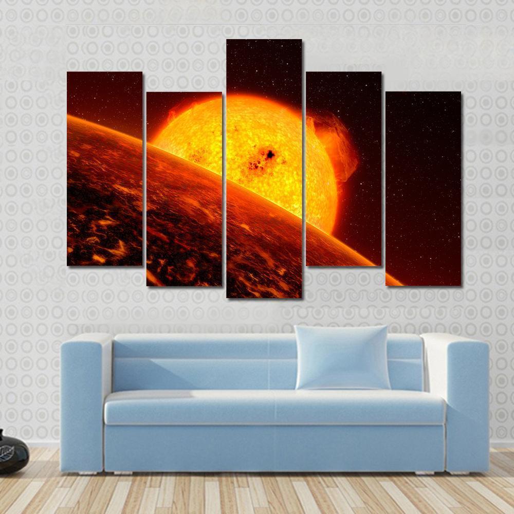 Sun View From Mercury Canvas Wall Art-5 Pop-Gallery Wrap-47" x 32"-Tiaracle