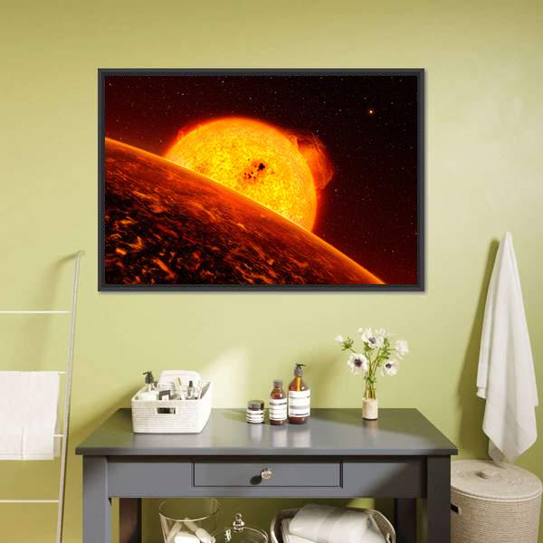Sun View From Mercury Canvas Wall Art-1 Piece-Floating Frame-24" x 16"-Tiaracle