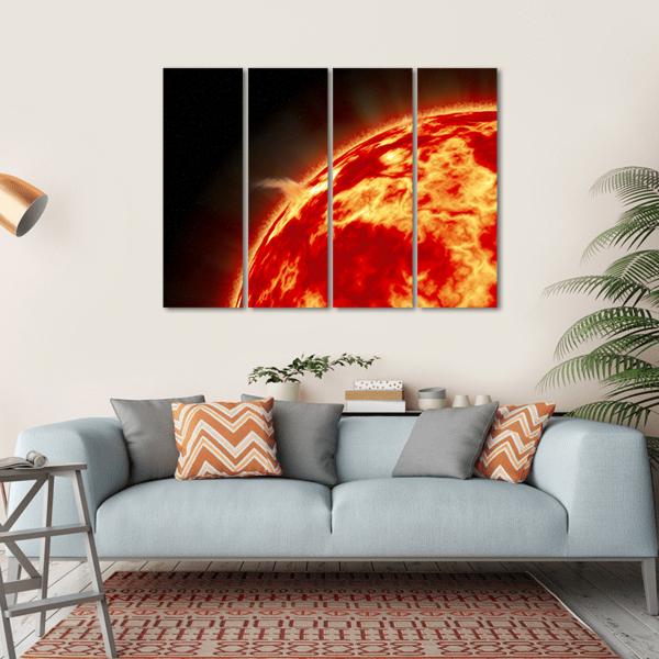 Sun With Solar Flares Canvas Wall Art-4 Horizontal-Gallery Wrap-34" x 24"-Tiaracle