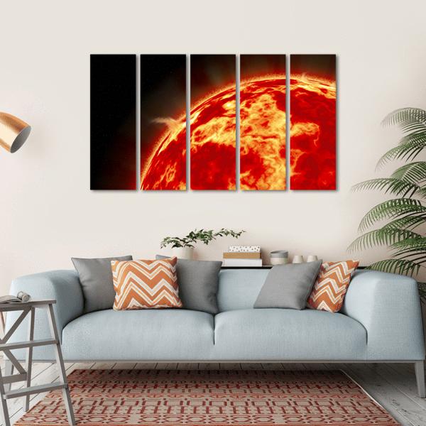 Sun With Solar Flares Canvas Wall Art-5 Horizontal-Gallery Wrap-22" x 12"-Tiaracle