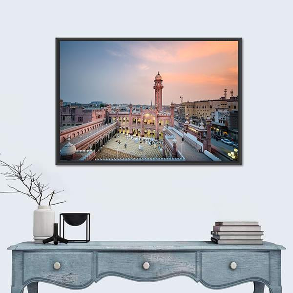 Sunehri Masjid Peshawar Canvas Wall Art-1 Piece-Floating Frame-24" x 16"-Tiaracle