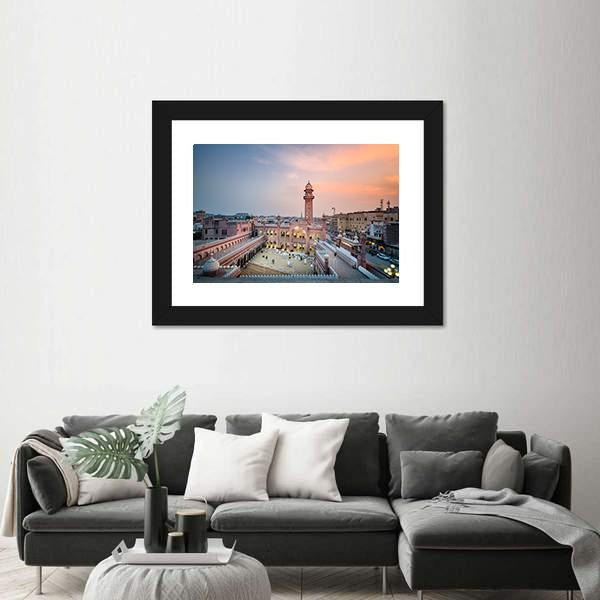 Sunehri Masjid Peshawar Canvas Wall Art-5 Horizontal-Gallery Wrap-22" x 12"-Tiaracle