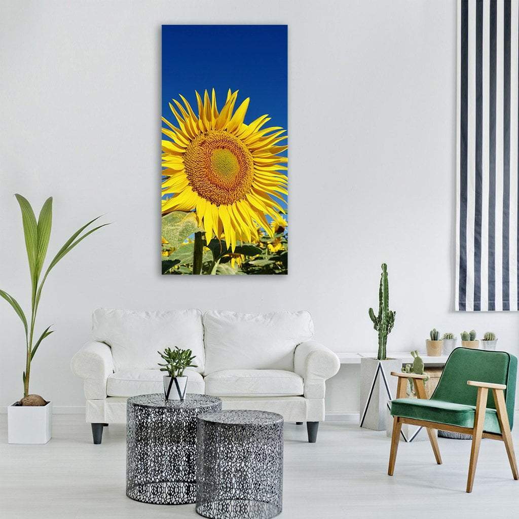 Sunflower In Summer Vertical Canvas Wall Art-1 Vertical-Gallery Wrap-12" x 24"-Tiaracle