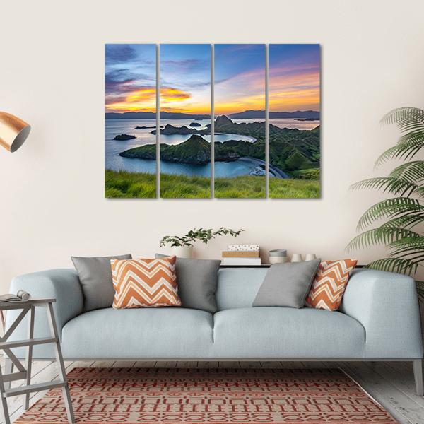 Sunlight From Top Of Padar Island At Sunset Canvas Wall Art-4 Horizontal-Gallery Wrap-34" x 24"-Tiaracle