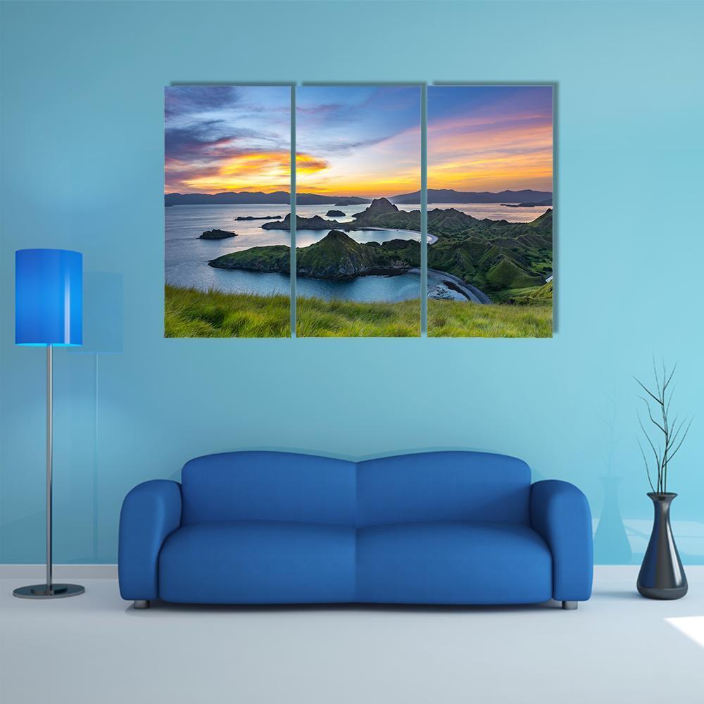 Sunlight From Top Of Padar Island At Sunset Canvas Wall Art-3 Horizontal-Gallery Wrap-37" x 24"-Tiaracle