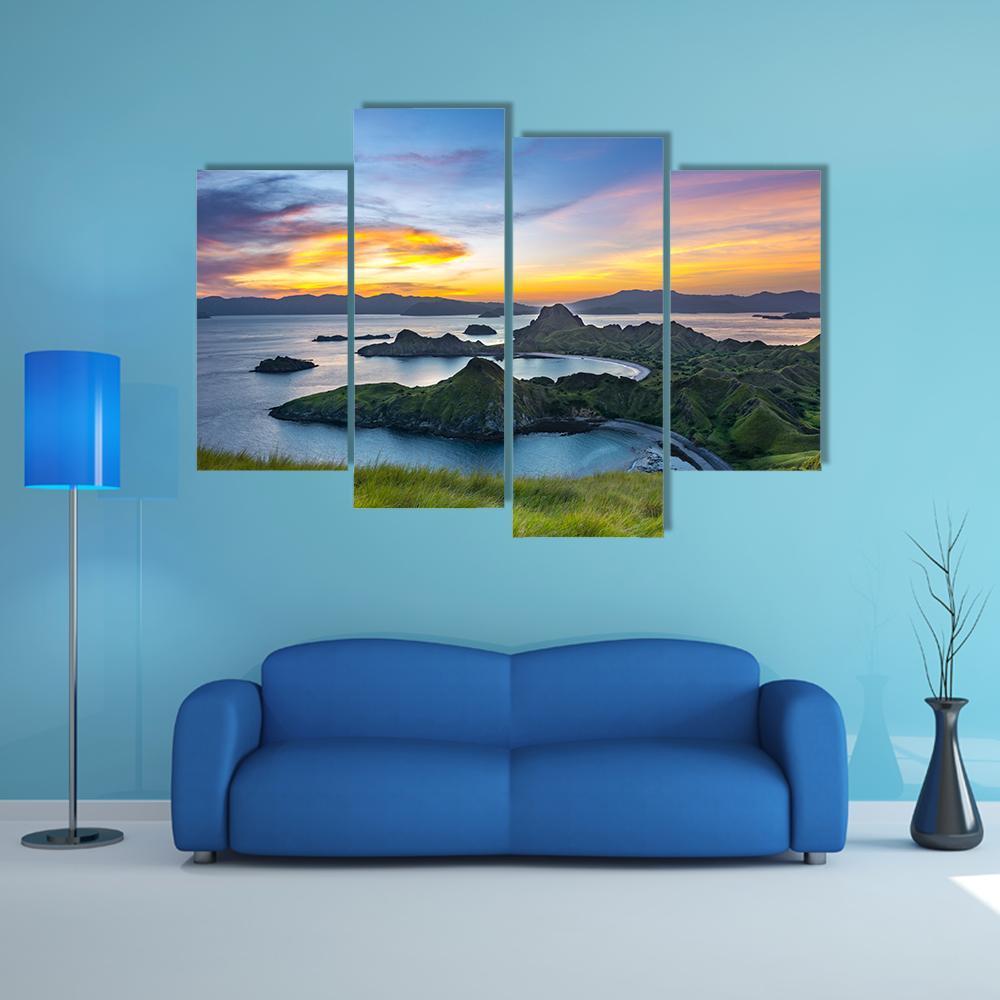 Sunlight From Top Of Padar Island At Sunset Canvas Wall Art-4 Pop-Gallery Wrap-50" x 32"-Tiaracle