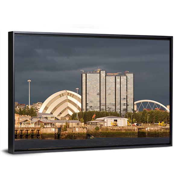Sunlight On Buildings As Storm Clouds Canvas Wall Art-3 Horizontal-Gallery Wrap-25" x 16"-Tiaracle