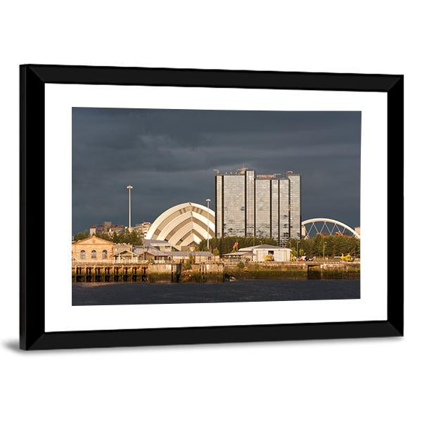 Sunlight On Buildings As Storm Clouds Canvas Wall Art-3 Horizontal-Gallery Wrap-25" x 16"-Tiaracle