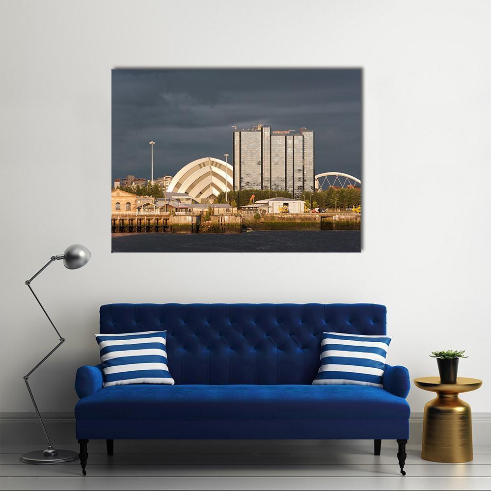 Sunlight On Buildings As Storm Clouds Canvas Wall Art-1 Piece-Gallery Wrap-48" x 32"-Tiaracle