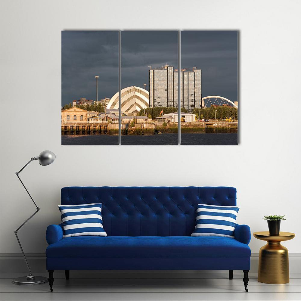 Sunlight On Buildings As Storm Clouds Canvas Wall Art-3 Horizontal-Gallery Wrap-37" x 24"-Tiaracle
