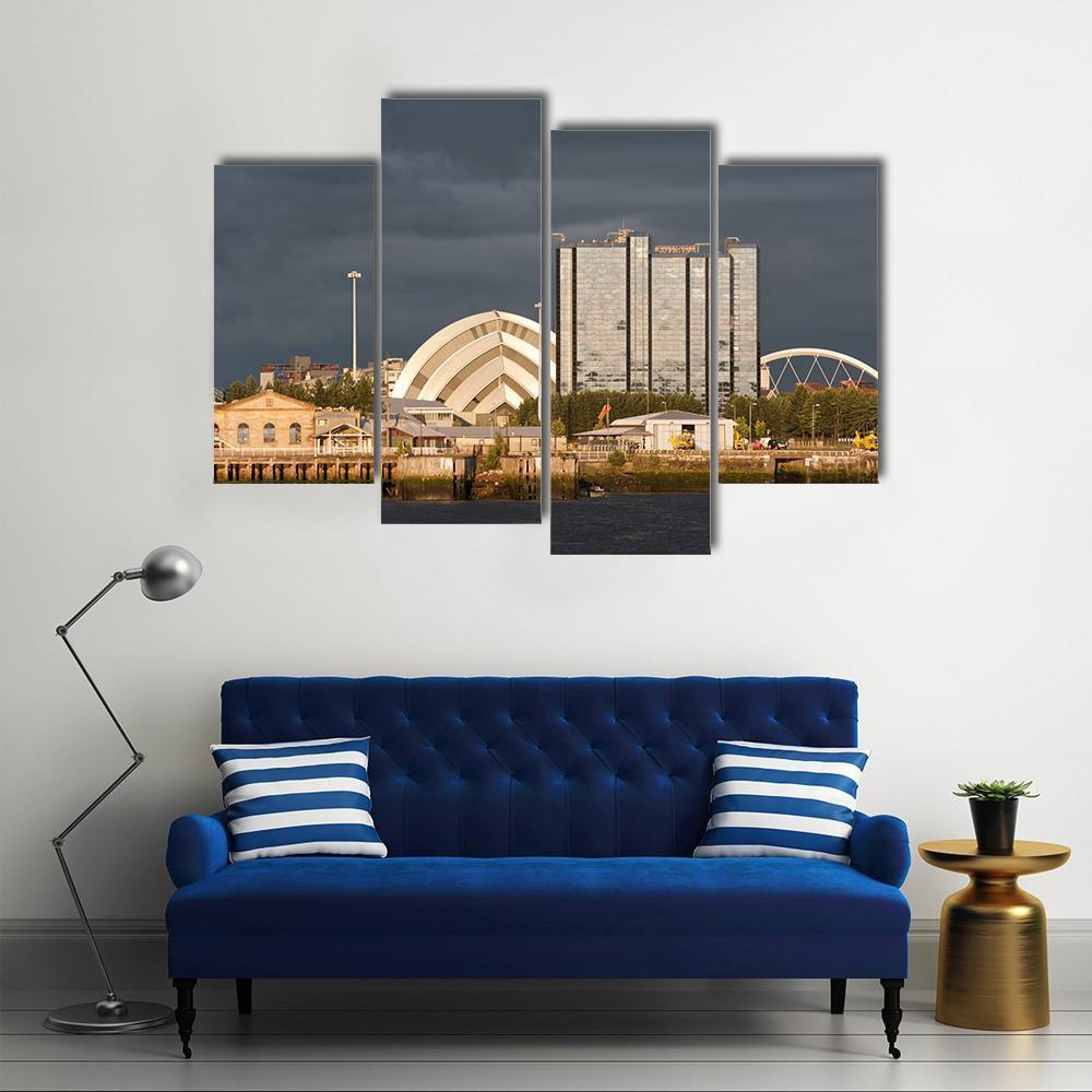 Sunlight On Buildings As Storm Clouds Canvas Wall Art-4 Pop-Gallery Wrap-50" x 32"-Tiaracle