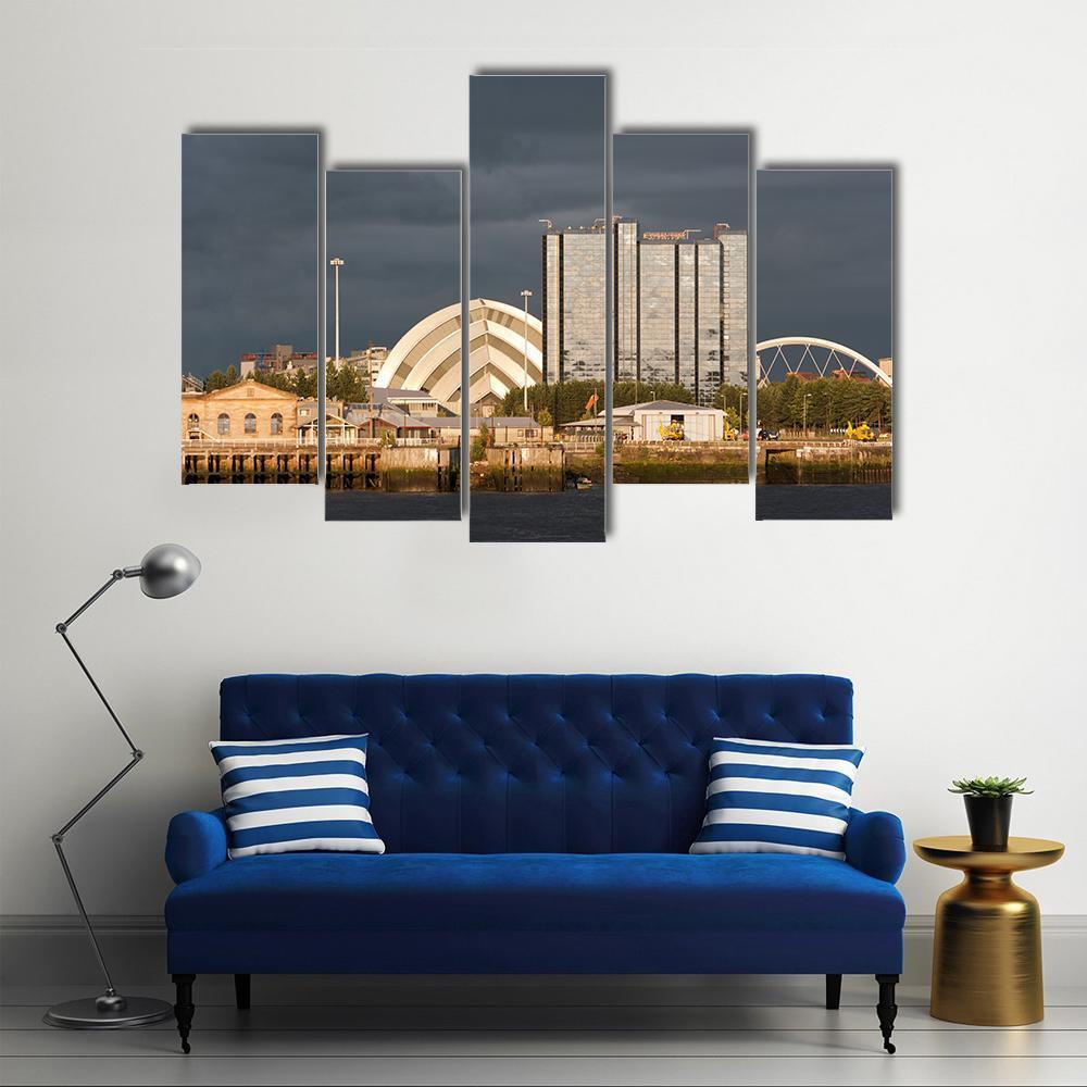 Sunlight On Buildings As Storm Clouds Canvas Wall Art-5 Pop-Gallery Wrap-47" x 32"-Tiaracle