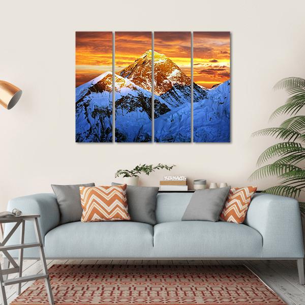 Sunlight On Everest Canvas Wall Art-4 Horizontal-Gallery Wrap-34" x 24"-Tiaracle