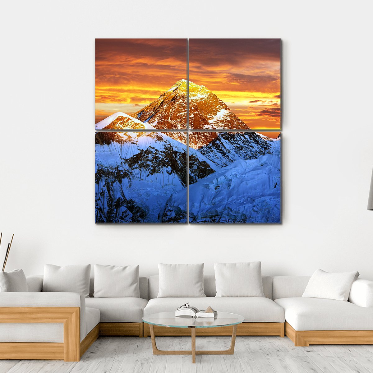 Sunlight On Everest Canvas Wall Art-4 Square-Gallery Wrap-17" x 17"-Tiaracle
