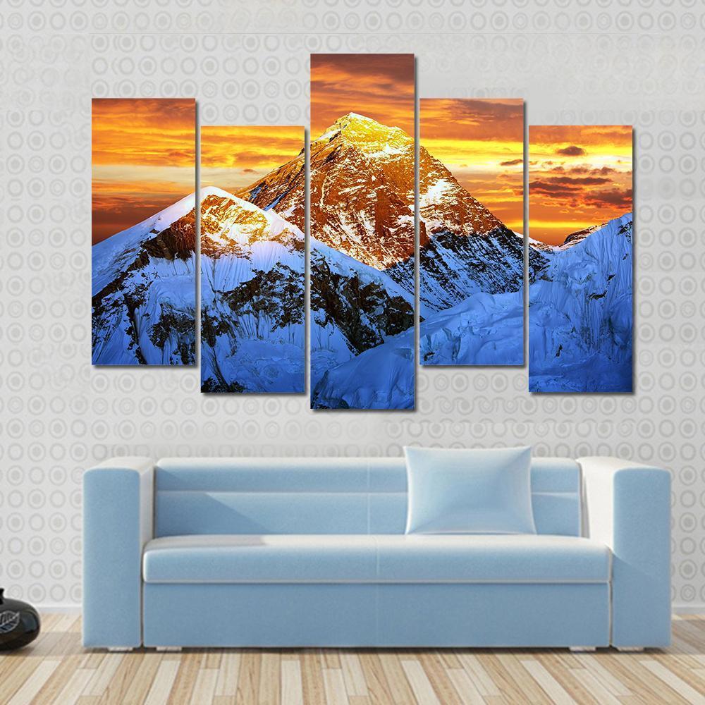 Sunlight On Everest Canvas Wall Art-5 Pop-Gallery Wrap-47" x 32"-Tiaracle
