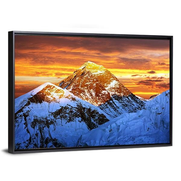 Sunlight On Everest Canvas Wall Art-3 Horizontal-Gallery Wrap-25" x 16"-Tiaracle
