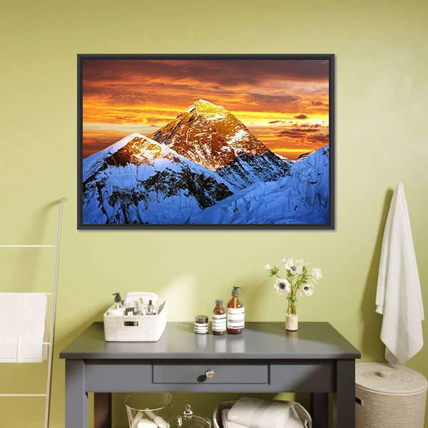 Sunlight On Everest Canvas Wall Art-3 Horizontal-Gallery Wrap-25" x 16"-Tiaracle