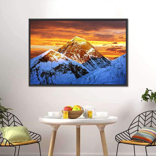 Sunlight On Everest Canvas Wall Art-1 Piece-Floating Frame-24" x 16"-Tiaracle