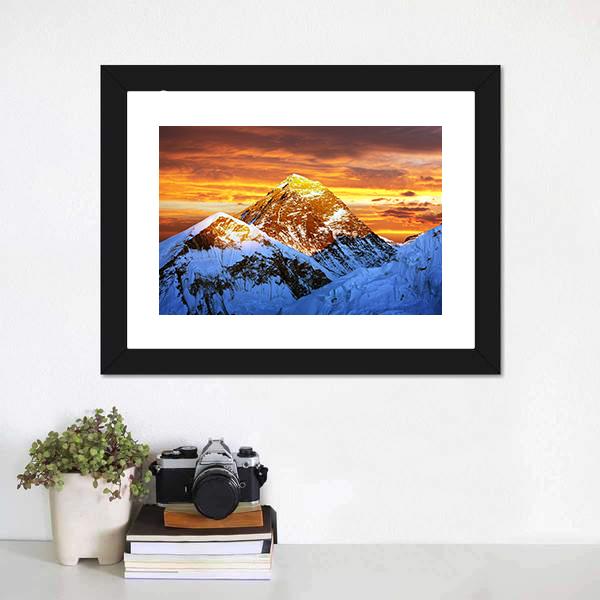 Sunlight On Everest Canvas Wall Art-3 Horizontal-Gallery Wrap-25" x 16"-Tiaracle