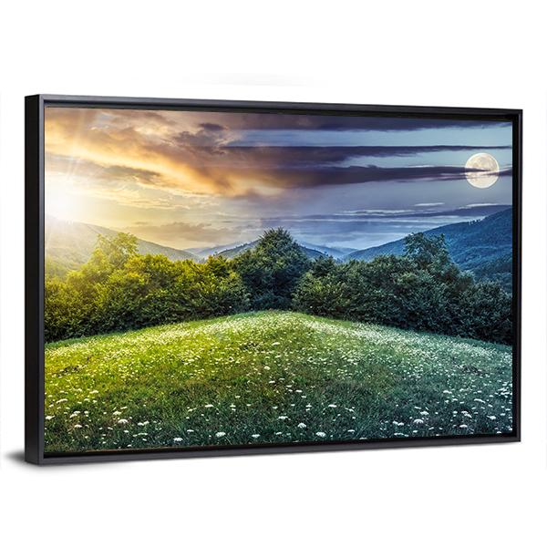 Sunlight On Hillside Meadows Canvas Wall Art-3 Horizontal-Gallery Wrap-25" x 16"-Tiaracle