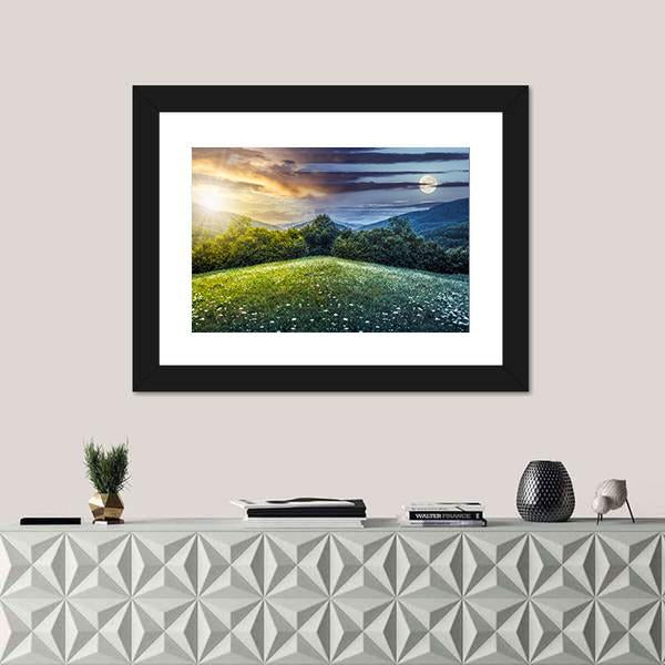 Sunlight On Hillside Meadows Canvas Wall Art-5 Horizontal-Gallery Wrap-22" x 12"-Tiaracle