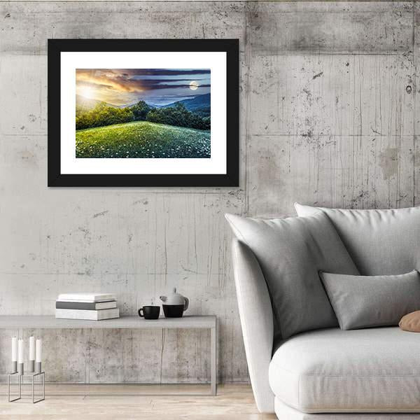 Sunlight On Hillside Meadows Panoramic Canvas Wall Art-1 Piece-36" x 12"-Tiaracle